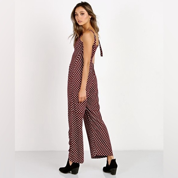 Cleobella Finley Jumpsuit Ditzy Floral Burgundy Size Medium Girly Summer Boho - Picture 5 of 9